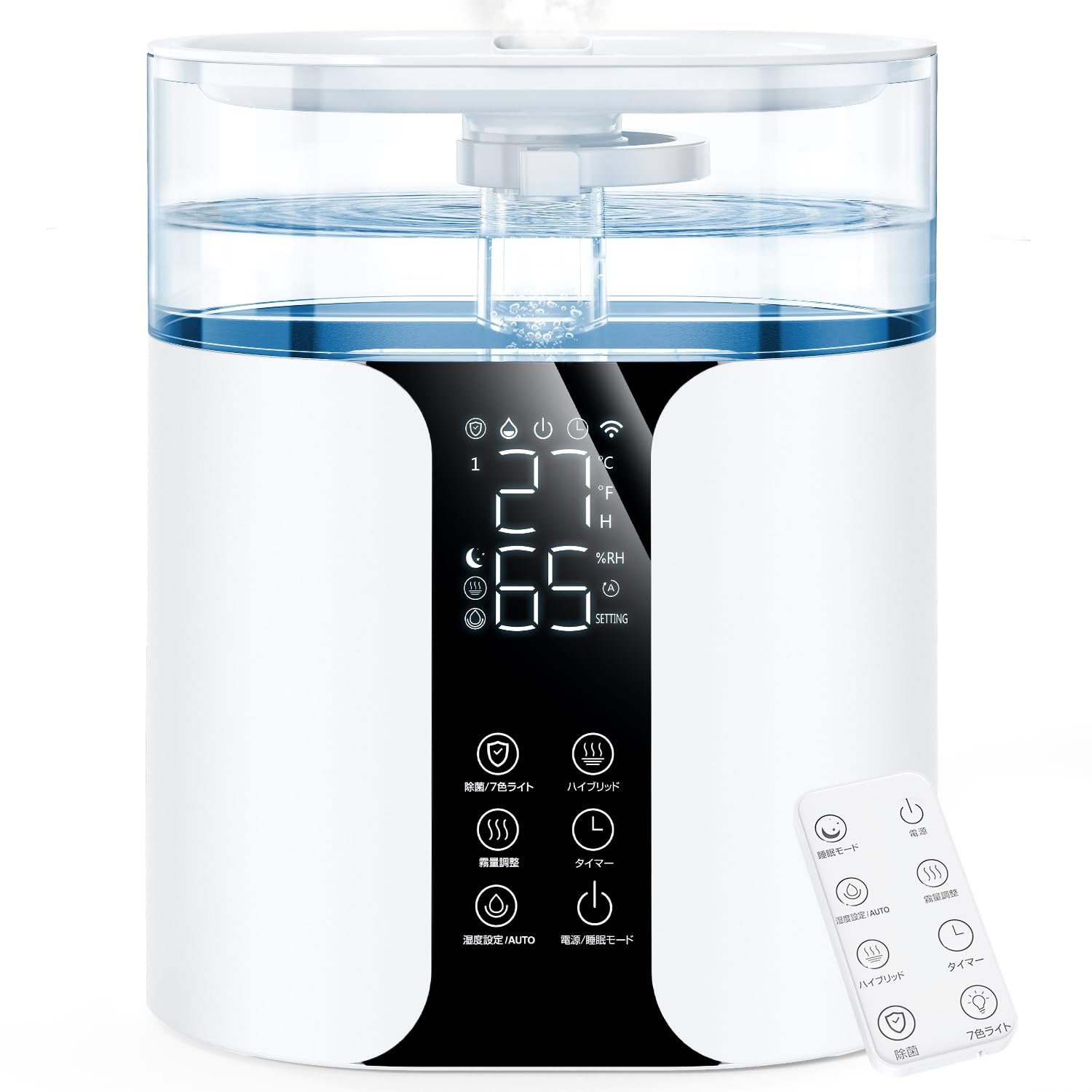 【2025革新モデル】 加湿器 スチーム式 大容量 (最大加湿 500ml) 静音 省エネ 8L ハイブリッド (加熱式 + 超音波式) 6段階ミスト調整