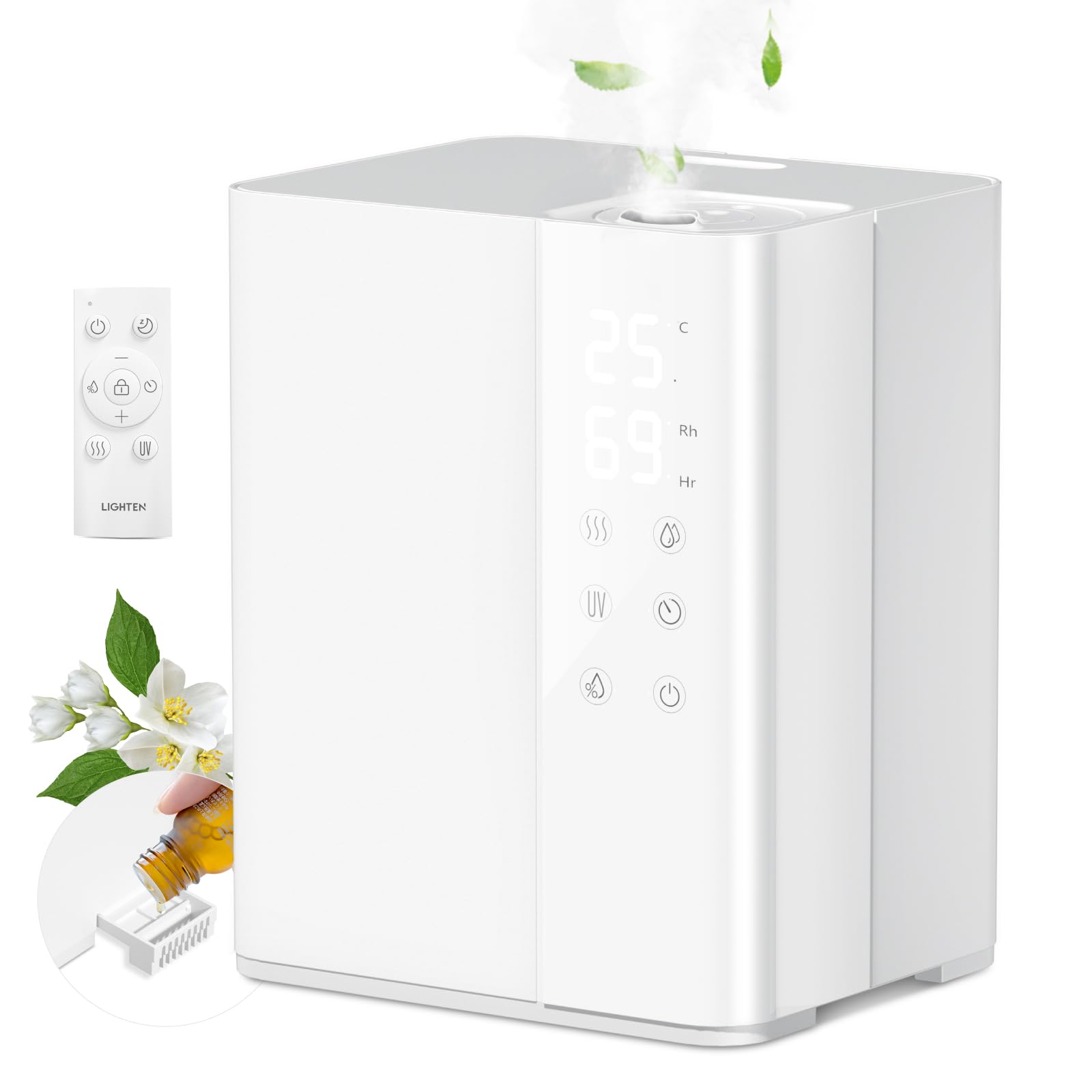 【ハイブリッド加湿器＆2025新登場】 加湿器 大容量 6L 超音波 加熱式 上部給水 リモコン付き 3段階加湿量 タイマー アロマ対応