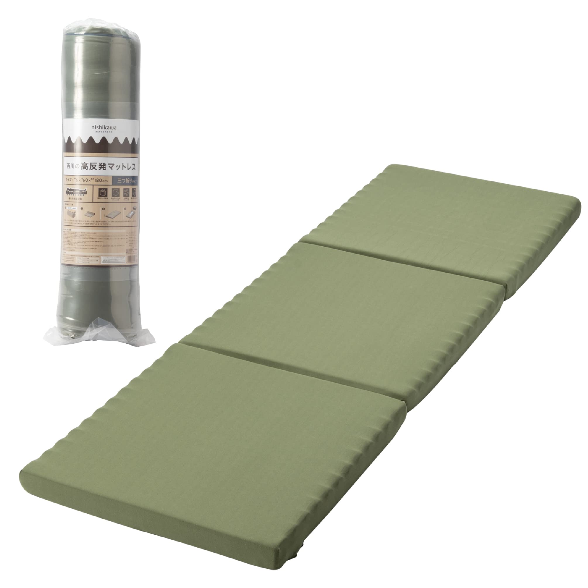 【  】 ごろ寝 マットレス 60X180X6cm 側地洗える 波型構造 体圧分散 お家時間 三つ折り 収納 便利 ごろ寝 お昼寝 ソファ アウトドア 車