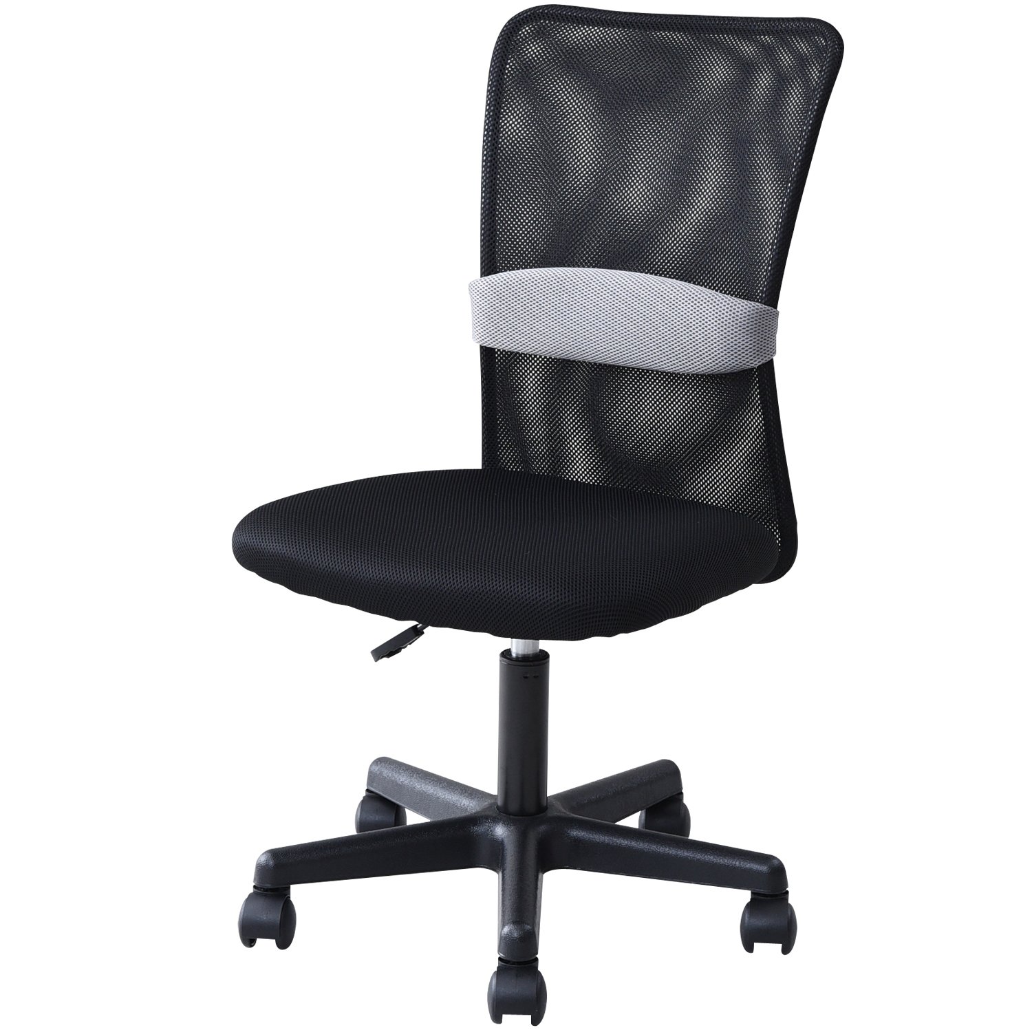 オフィスチェア コンパクト メッシュ ハイバック 腰当てつき 幅51.5×奥行59×高さ85-97cm 組立品 ブラック EHL-50(BK) 在宅勤務