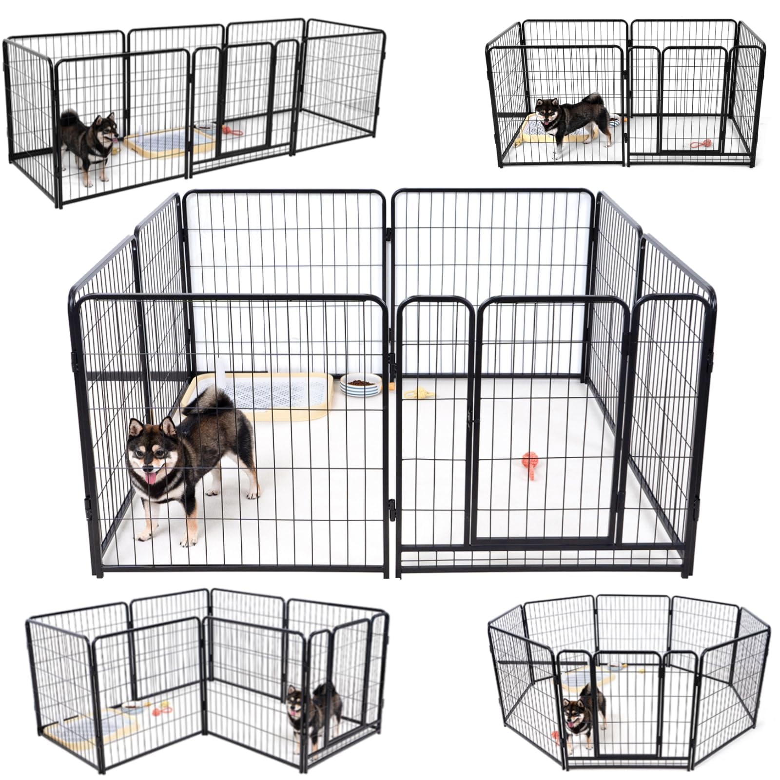 横柵つきですり抜け防止 ペットケージ 犬ゲージ ペットサークル ペットフェンス 犬用 サークル ドッグサークル 犬 ペット用サークル ゲージ ケージ ゲート リビング フェンス 小型犬 中大型犬 幅広い犬種対応 レイアウト|空筆店