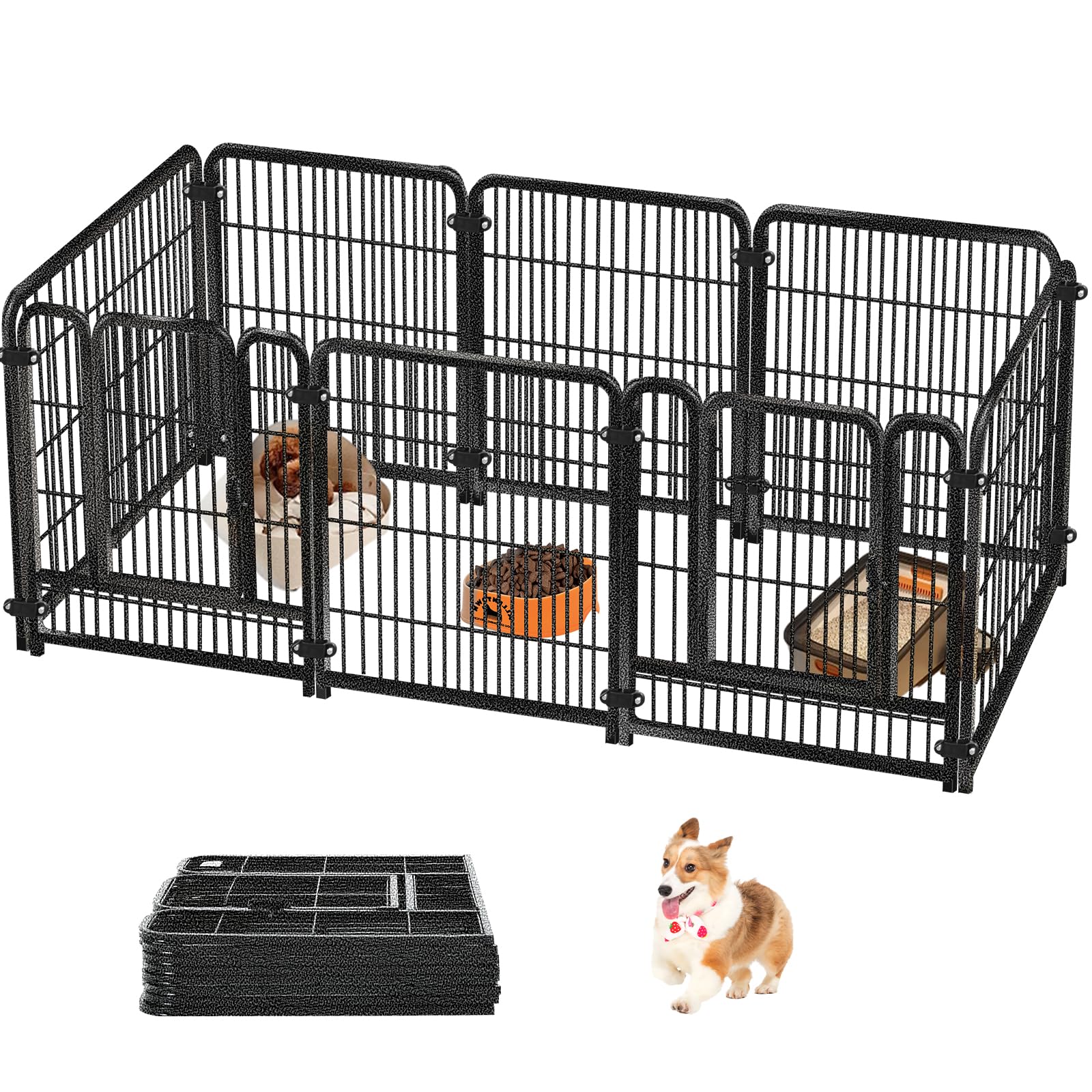 ペットサークル ペットフェンス 犬 サークルケージ ドア付き （2つのドア）180x60x70CM折りたたみ可能 ? 組立簡単 レイアウト自由 8,951円