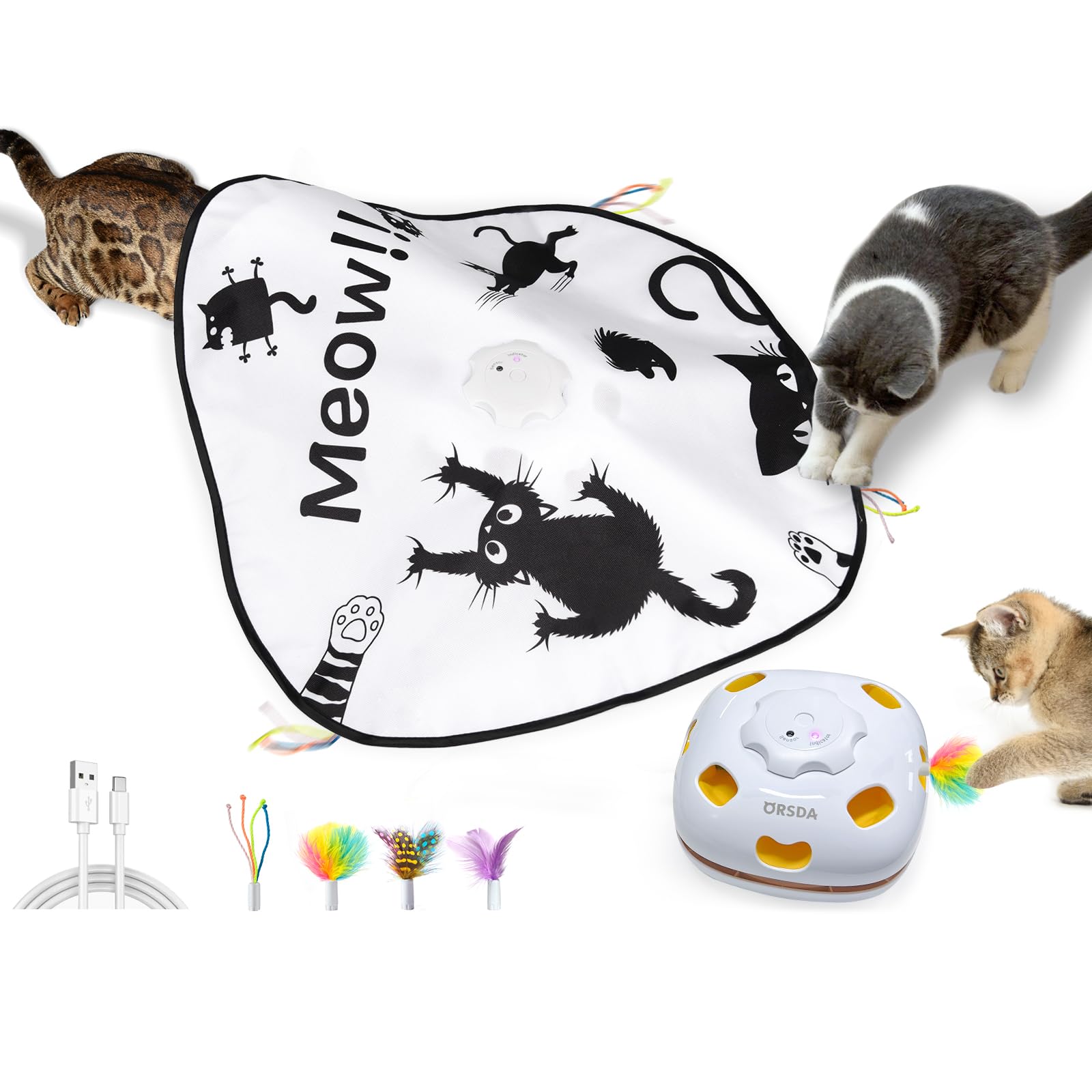 猫おもちゃ 電動 猫おもちゃ 室内自動ペット玩具 4つの遊び方 一人遊び子猫自動おもちゃ 猫のプレゼント 寂しさ解消
