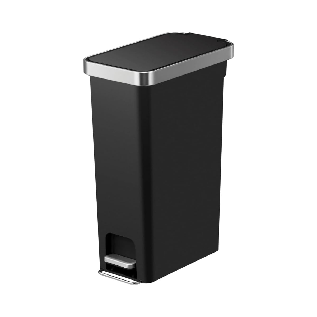 ゴミ箱 ペダル式 ハナ スリム ステップビン ブラック 40L ふた付き インナーボックス無し EK6268-40L-BL