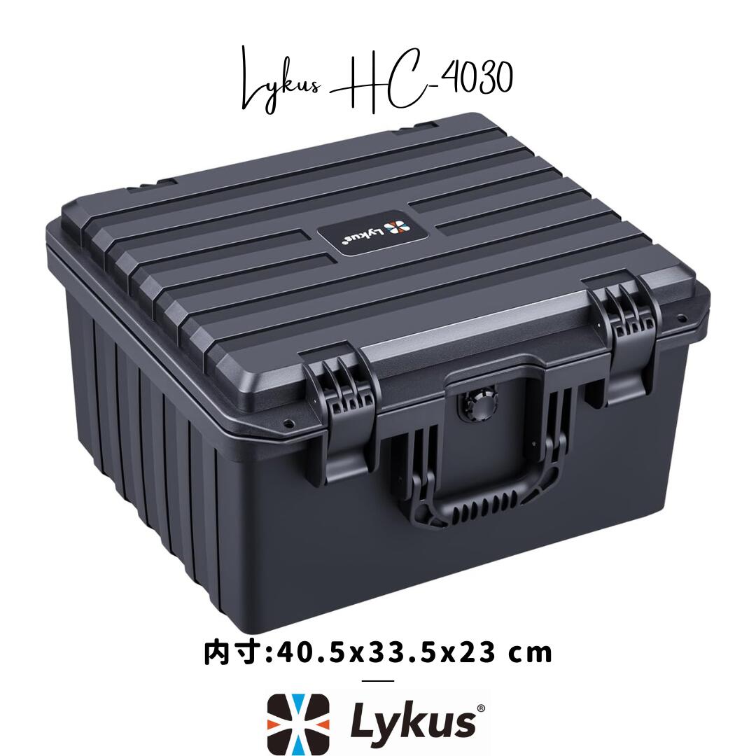 【マラソン限定★最大2000円割引Q&ポイント倍増】Lykus HC-4030 防水防塵 プロテクターケース 格子状カットスポンジ内蔵 内寸:40.5x33.5x23 cm ミラーレス カメラ プロジェクター パソコン ピストル ドローン レンズ タブレット インカム 適用 耐衝撃 密閉性 SGS認証 IP67級|Lykus 専門店 防水防塵 プロケース
