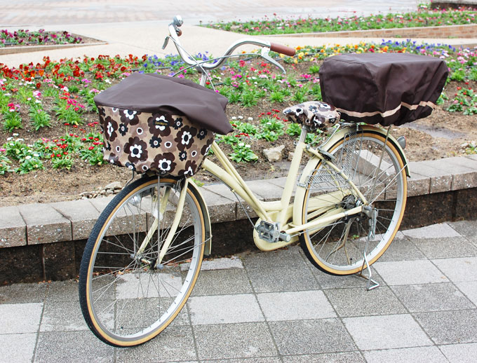 ダークブラウン リトルフフラ チョコ 自転車前かごカバー