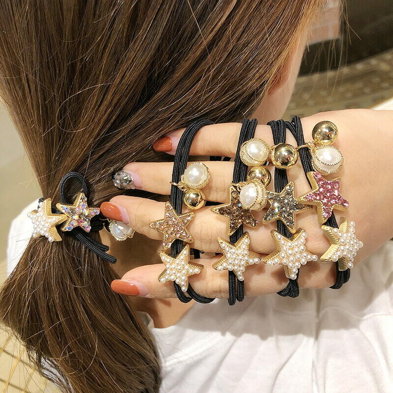 ヘアゴム スクエアフェイクストーンチャーム付き２連結びヘアゴム 軽い キッズ