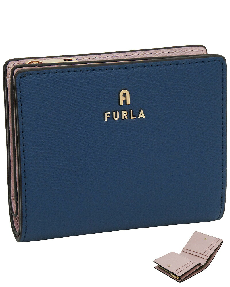 【2026年春夏 新作】 フルラ Furla Camelia コンパクト財布 S INDIGO+COROLLA int. ブルー+ピンク WP00307_ARE000_1007_4503S カメリア 二つ折りスモール財布 レディース 【新品 新作 未使用 正規品】