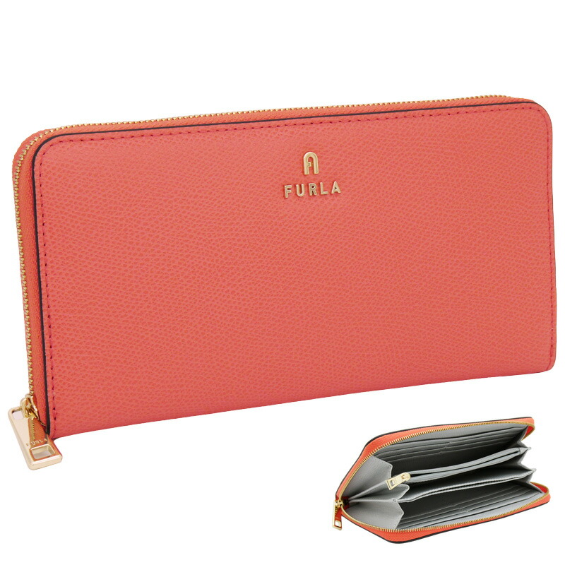 【2026年春夏 新作】 フルラ Furla Camelia ジップアラウンド XL APERITIVO+COLOR CRISTALLO d int. オレンジ色+薄墨色 WP00322_ARE000_1007_4506S カメリア ラウンドチャック 長銭入れ レディース 【新品 新作 未当てはめる 定まり品】