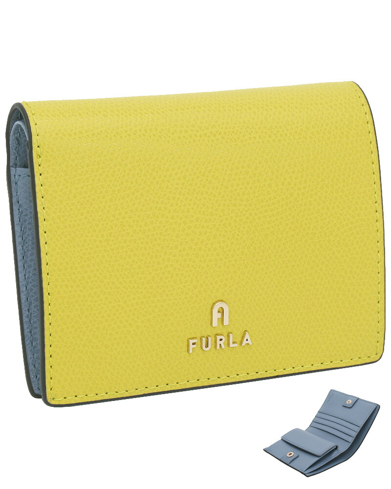 【2026年春夏 新作】 フルラ Furla Camelia コンパクト財布 S MUDEC YELLOW+CELESTIAL int. イエロー+ブルー WP00304_ARE000_1007_4502S カメリア バイフォールド コンパクトウォレット S 二つ折り財布 レディース 【新品 新作 未使用 正規品】