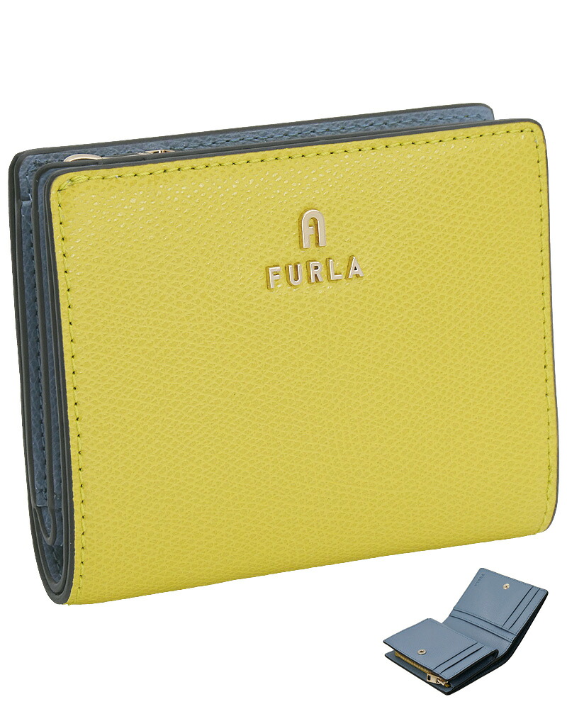 【2026年春夏 新作】 フルラ Furla Camelia パウダーコンパクト紙入れ S MUDEC YELLOW+CELESTIAL int. 黄色+青み WP00307_ARE000_1007_4502S カメリア 二つ折りスモール紙入れ 御釣り入れ付紙入れ レディース 【新品 新作 未当て嵌める 置き目品】