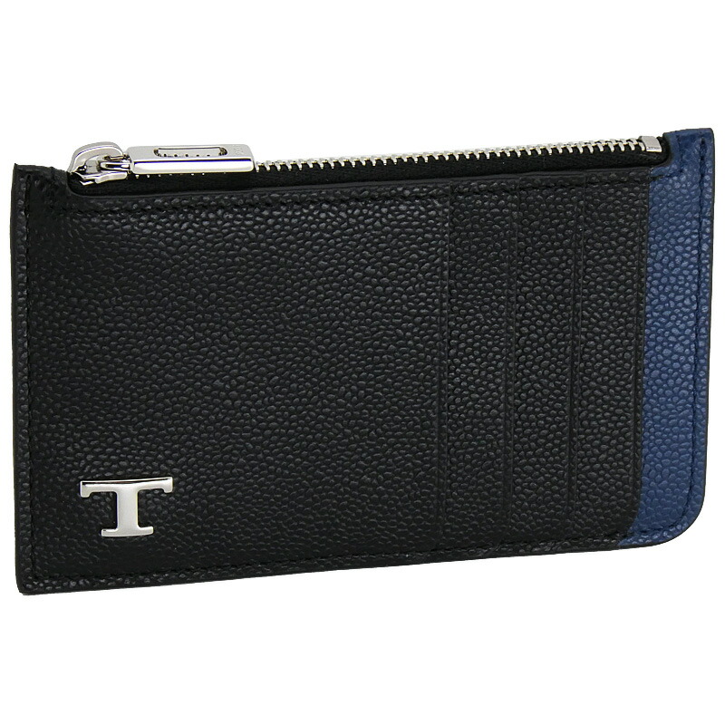 【2026年春夏新作】 トッズ TOD'S レザー クレジット カード ケース XAMTSYF8300UZODC34 tods コインケース カードホルダー 小銭入れ ブラック+ブルー メンズ 【新品 新作 未使用 正規品】
