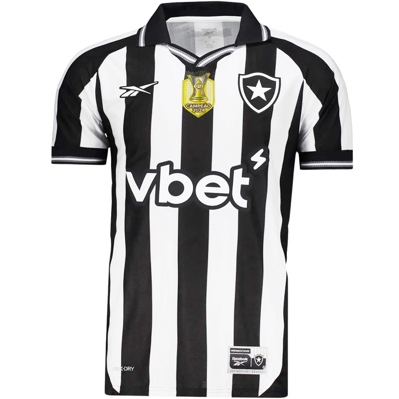 ■取り寄せ商品■ボタフォゴ 25/26 ブラジルリーグ優勝パッチ付き ホームユニフォーム BOTAFOGO 公式 Reebok ブラック×ホワイト マーキング対応|SORTE Brazil