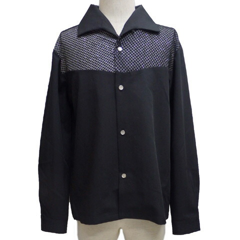 GOOD ROCKIN’◆長袖シャツ/M/ポリエステル/BRW/レオパード GOOD ROCKINグッドロッキン グリッターV切替イタリアン