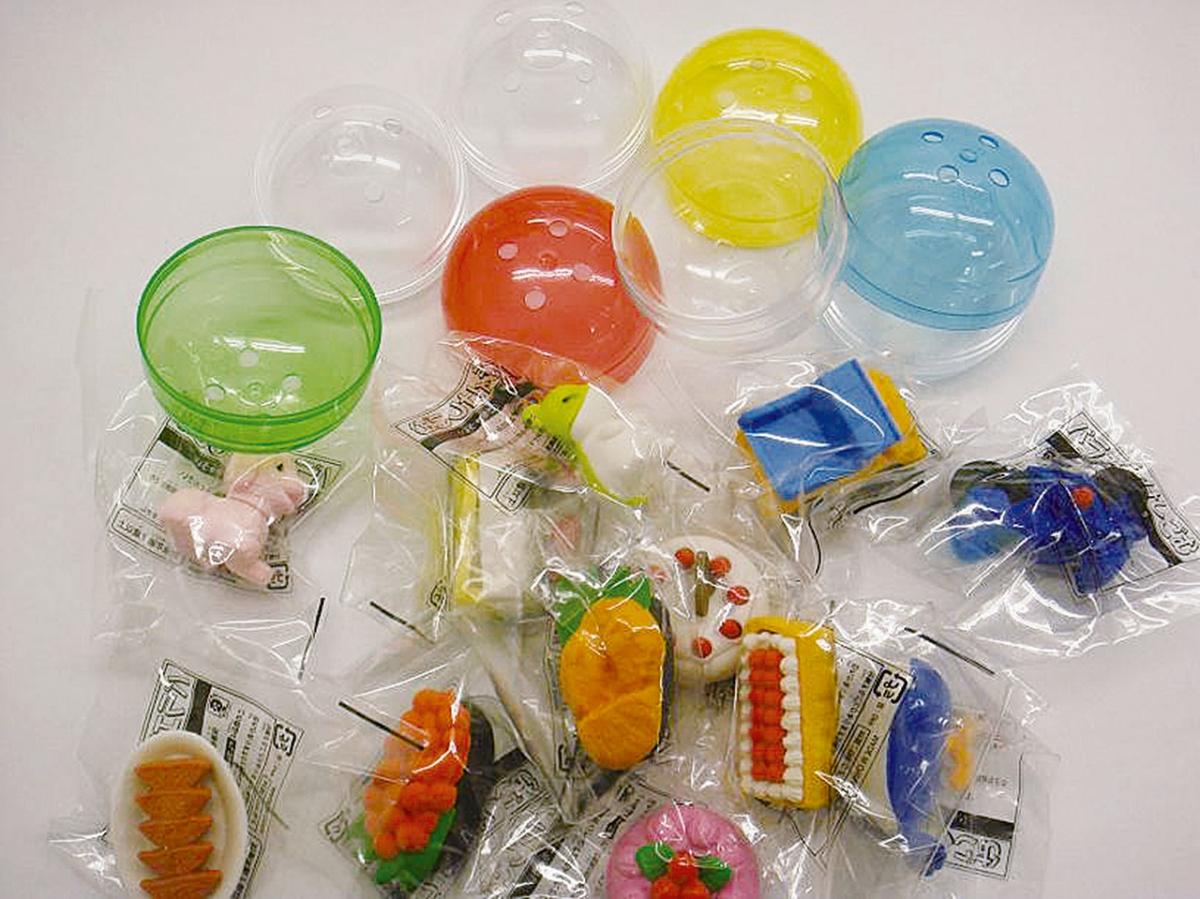 【【カプセル+景品(セット済)】ガチャMIX バラエティ消しゴム入】イベント　抽選会　くじ・抽選ツール・イベントツール