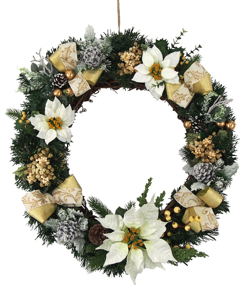 ＼ 店舗 業務用 物販向け　クリスマスの店舗装飾品 / 【[店舗装飾品] 50cmエダリースゴールドナチュラル】 ” 子供・幼児・低学年・小学生に楽しんでもらうイベント集客に ”