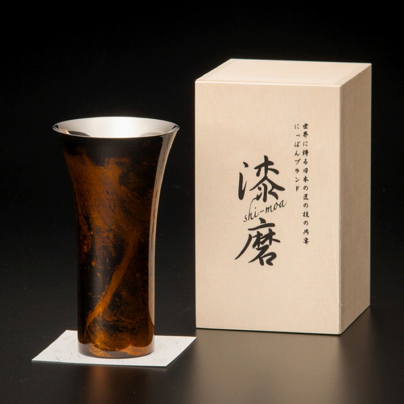 ＼ ロゴ、名入れ・記念品に!　名入れ対応・高級タンブラー / 【漆磨漆流しシングルカップ L 黒　ビャクダン　380ml　(本体・木箱への名入れ対応可)】 ” 企業や学校、お店の周年・設立・創立・開店にお勧めのノベルティ・記念品に ”