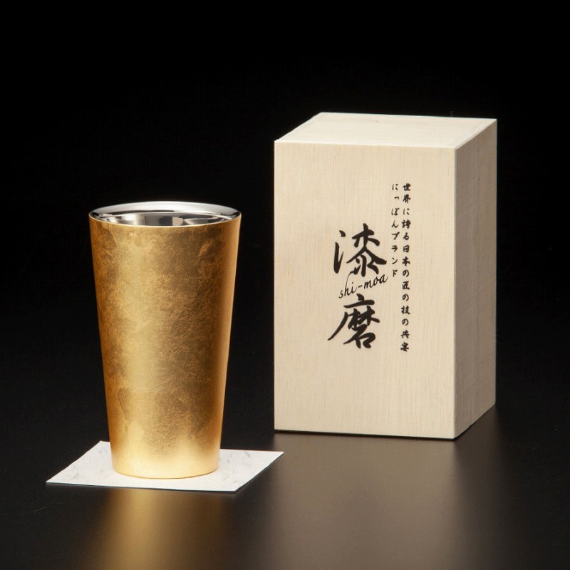 ＼ ロゴ、名入れ・記念品に!　名入れ対応・高級タンブラー / 【漆磨2重ストレートカップ　箔衣　270ml　(本体・木箱への名入れ対応可)】 ” 健保組合・労働組合の組合員の方への福利厚生や記念品に ”