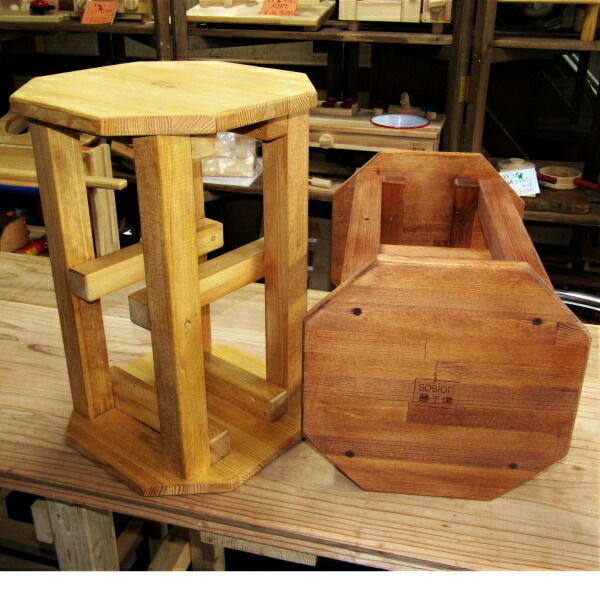 楽天市場 手作り木製 八角スツール Sosion夢工場