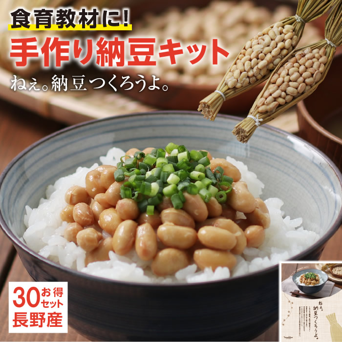 【送料無料】自由研究 手作り納豆キット ねぇ。納豆つくろうよ。2本入り×30セット 長野産 発酵食品 夏休み 自宅で簡単に納豆が作れる | 大豆 わら 納豆手作りキット 作り方説明書 付き | 食文化 食育 納豆菌 食育教材 わら納豆 学校 特別活動 手作りキット 学級活動 食品 21,000円