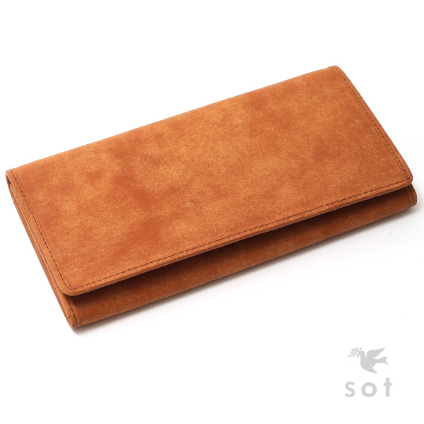 【sot（ソット）堅苦しさバス発着場】プエブロ なめし革 長銭入れ ロングウォレット メンズ 本革 日本製 チャック付 御釣り入れ 定番 駱駝 / 靉靆たる赤銅色 / 黒いこと