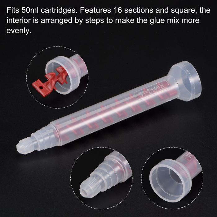 ソウテンスタティックミキサーセクションミキサー樹脂静的ミキサープラスチックラウンドコネクタAB接着剤ガン用125mm50mlカートリッジレッド5本入り