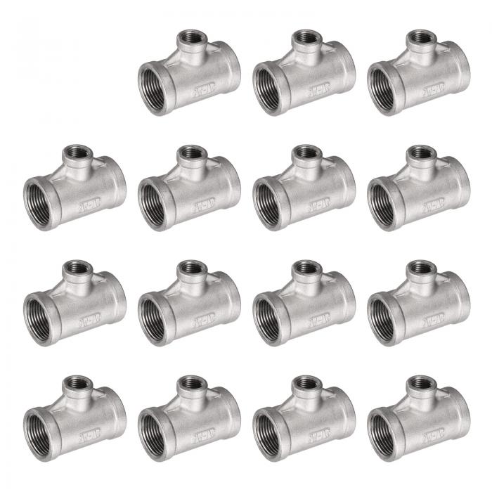 ステンレス 鋼 304 鋳造 パイプ フィッティング 3/4 BSPT x 1/4 BSPT x 3/4 BSPT メス ティー 形状 3 ウェイ コネクター カプラー 15個｜ソウテン