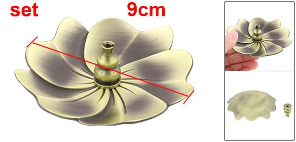 uxcell香炉ホルダーお香立てインセンスホルダー蓮ロータス花型セット金属製家庭用直径9cmひょうたん状台座