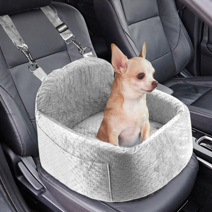 GLIDESMOOTH 小中型犬用犬用車腰かけ 取りはらい能力のあるな押しかぶせる付き添い人犬用ブースター腰かけ セーフでコンフォート 飾り気の無い据え置き猫用うしろ側風呂敷き包み 旅する用 薄墨色