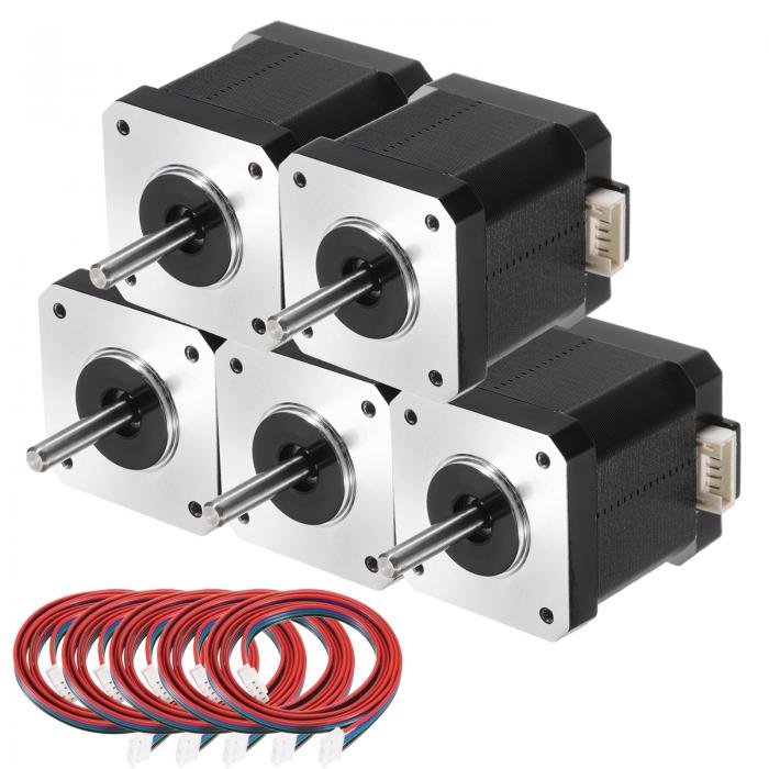 5個Nema 17ステッパーモーター42x42x48MMバイポーラ1.8A/3.24V 0.52N.M 42原動機2相サーボ原動機1.8度4先んじるXH2.54有線テレビおよび繋ぎ付き添い人3D印刷工CNC機関DIY