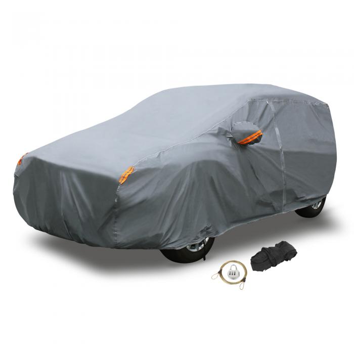 X AUTOHAUX YXL PEVA フルカーカバー 防水屋外全天候型通気性 雨日雪ほこり傷日よけ保護 ソフトライニング ジッパードア付き ユニバーサル SUV用 最大長さ525 cm グレー｜ソウテン