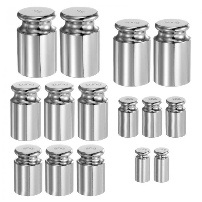15個 校正重量セット 10g 20g 50g 100g 500g 1kg M1精密クロムメッキ鋼製 デジタルバランススケール用
