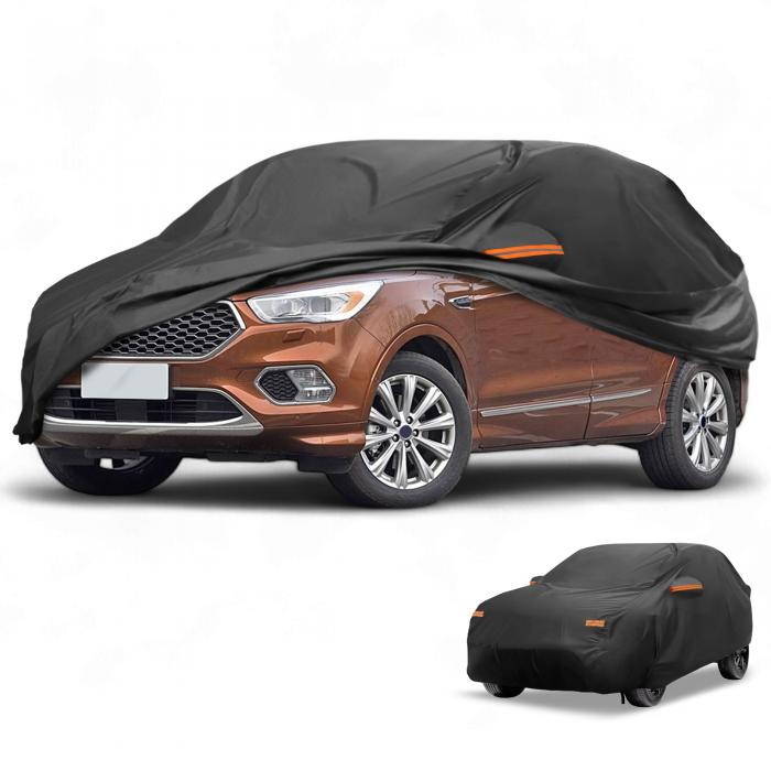 Partuto Fordに対応クーガ2013-2024用の防水全天候型日除けフルエクステリアカバー、アルミフィルムブラック、反射ストリップ付き｜ソウテン
