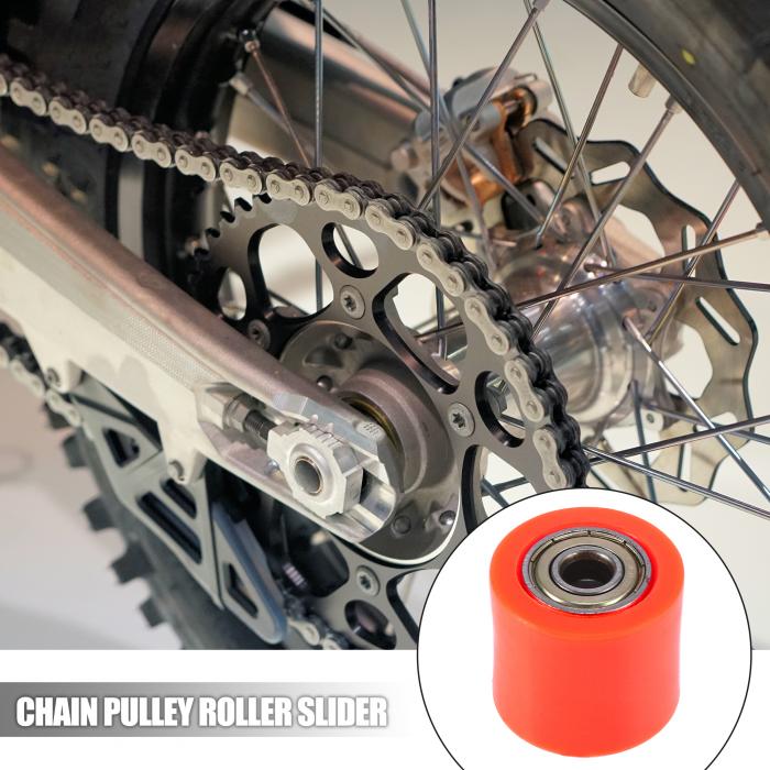ソウテンMotofortiチェーンプーリーローラースライダーホイールガイドオートバイストリートバイクATV用オレンジ内径8mm2セット