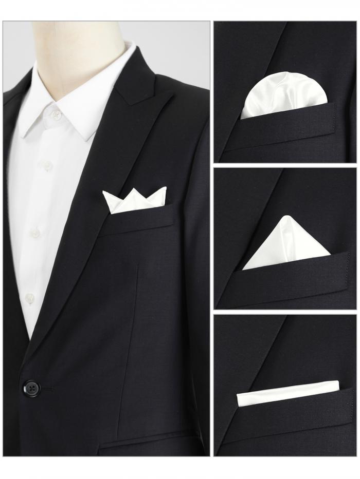 海外正規品 ソウテン Allegra K ポケットチーフ 無地 ポケットスクエア ハンカチ ビジネス 結婚式 フォーマル メンズ オフホワイト 22x22cm