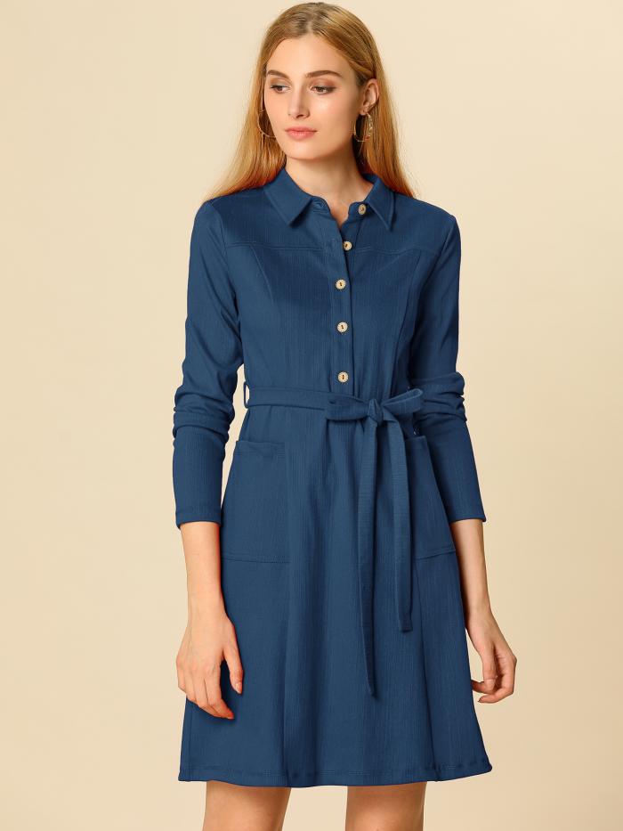 ソウ十 Allegra K ワイシャツ一安泰 長袖 牡丹 一半前立て サンチュール好い目 快適 レディース デニムブルーチーズ L 全国単音貨物輸送無料 沖縄県送料 1500円 Damienrice Com