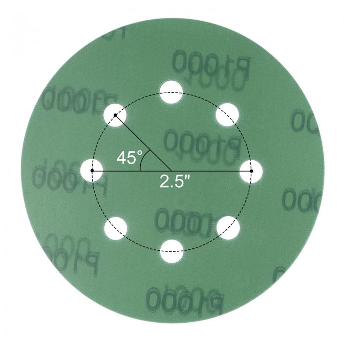 フィルムサンディングディスク グリーン 1000グリッツ 125 mm 8穴 酸化アルミニウム研磨剤 フックアンドループバックサンドペーパー  サンダー用 50個 通販
