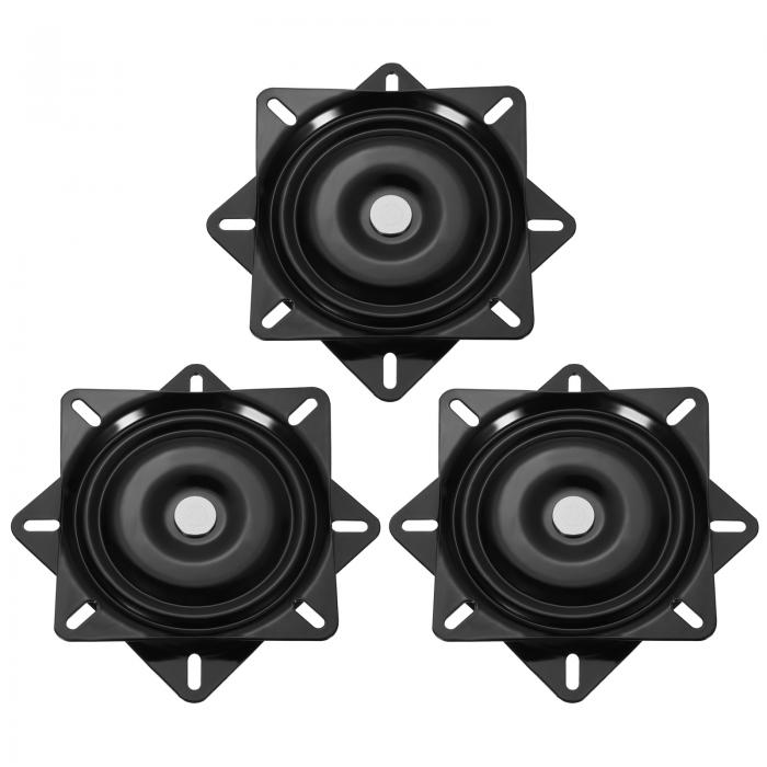 3個6.5\"バースツールスイベル取り替えっこ 360°回転させるレイジースーザンターンテーブル 四角四面セミボールベアリングシートスイベルベースマウントプレート リクライニング女性議長または時刻表用 黒（160x2.5粍）"