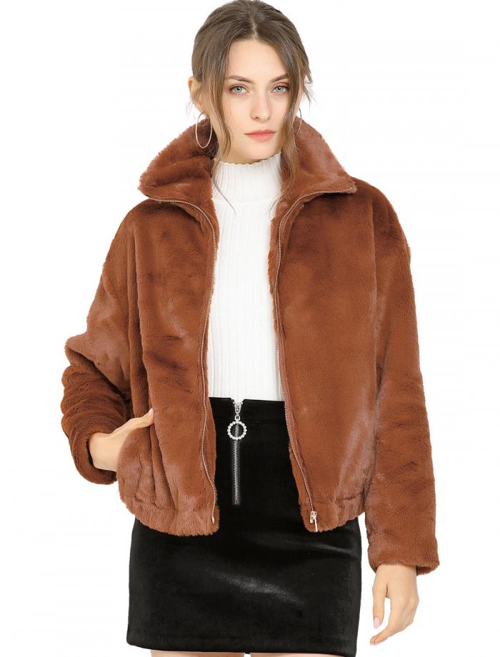 独創的 楽天市場 ソウテン Allegra K ファーコート ふわふわ ジャケット ブルゾン アウターショート フェイクファー 冬 レディース ブラウン S ソウテン 50 Off Advance Com Ec