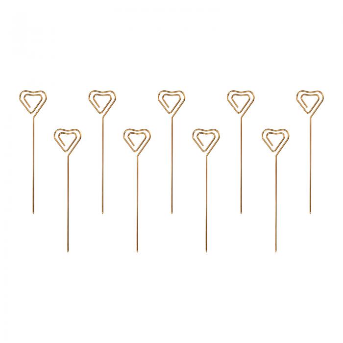 カクテルピック ステンレス鋼 128 mm 金属 カクテルつまようじ 再利用可能なマティーニピック ハート形 カクテル串 ドリンク 前菜 フルーツ用 ローズゴールド 9個画像