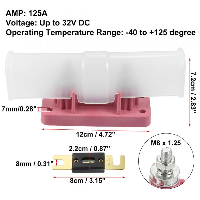 市場 ソウテン 大電流ヒューズ Amp ヒューズホルダーセット ヒューズホルダー 125A 125 ANL 32V