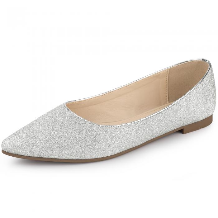 買得 ソウテン Cm 24 5 シルバー レディース ポインテッドトゥ スリップオン バレエシューズ パンプス フラットシューズ K Allegra ux0150 Www Dupoll Com