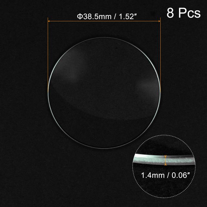 デポー ソウテン 時計ガラス クリスタルレンズ シングルドームラウンド 時計修理用 38.5mm直径 1.4mm刃厚 クリアー 8個  www.tsujide.co.jp