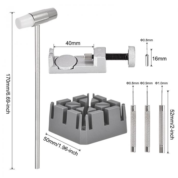限定価格セール！】 ソウテン 時計リンクリムーバーツールセット 時計バンドリンクピンリムーバー ハンマーパンチピン ストラップホルダー付き 時計修理用  グレー qdtek.vn