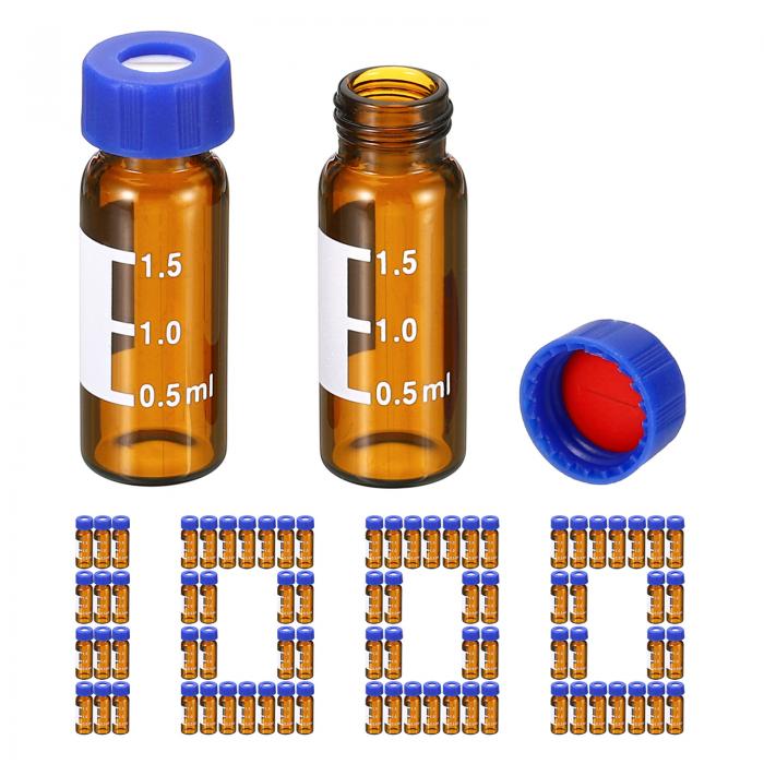 PATIKIL 2ml オートサンプラーバイアル 1000個 プレスリットセプタム HPLC/GC バイアル 9-425 ラボアンバーバイアル サンプルバイアル 螺旋釘旗がしら ライティングパッチ PTFE\u0026ケイ素樹脂 LCスタンパー用
