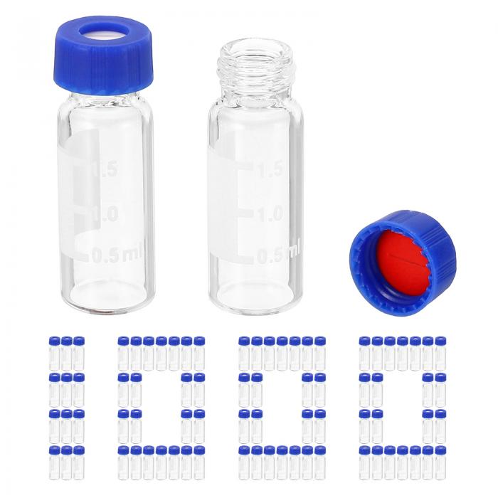 PATIKIL 2ml オートサンプラーバイアル 1000個入り口・入口 プリスリット HPLC/GC バイアル 9-425 科学研究所用クリアバイアル サンプルバイアルの螺旋釘旗がしら ライティングパッチ PTFEとシリコーンセプタム LCスタンパー用