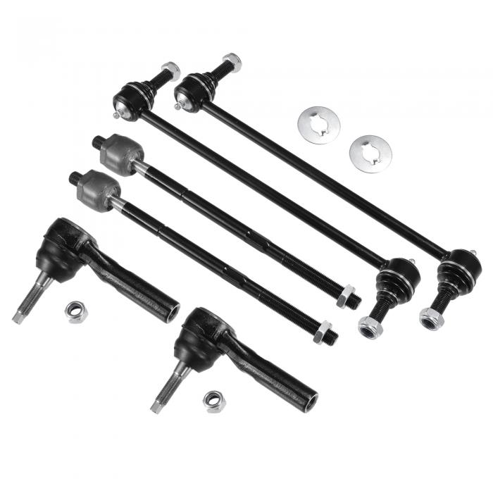 X AUTOHAUX Dodgeに対応グランドキャラバン2001-2004 クライスラーに対応タウン&カントリーボイジャーサスペンションスタビライザーバーリンクステアリングタイロッドエンド用フロントスウェイバーリンクインナーアウタータイロッドエンドリンク6個セット|ソウテン