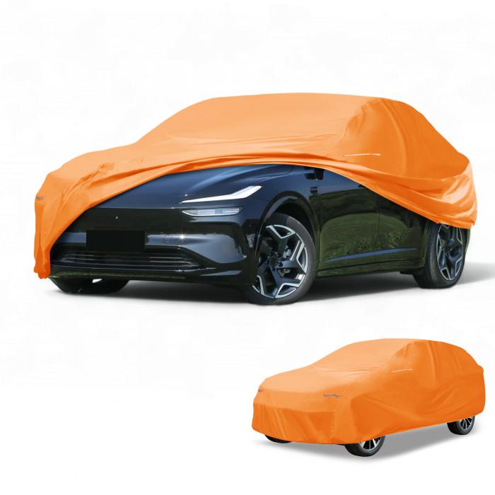 Partuto ユニバーサルSUVカーカバー 防水オールウェザー自動車用雨保護フルエクステリアカバー ミラーポケット付き アルミフィルム オレンジ SUV用 長さ181"?190"｜ソウテン