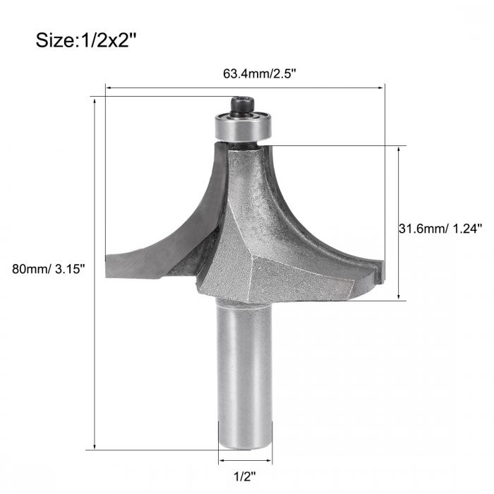 超歓迎された Uxcell ルータビット 12mm シャンク 丸みを帯びたコーナー 2 フルート タングステンスチール 木工用 フライスカッターツール 13x50mm Qdtek Vn