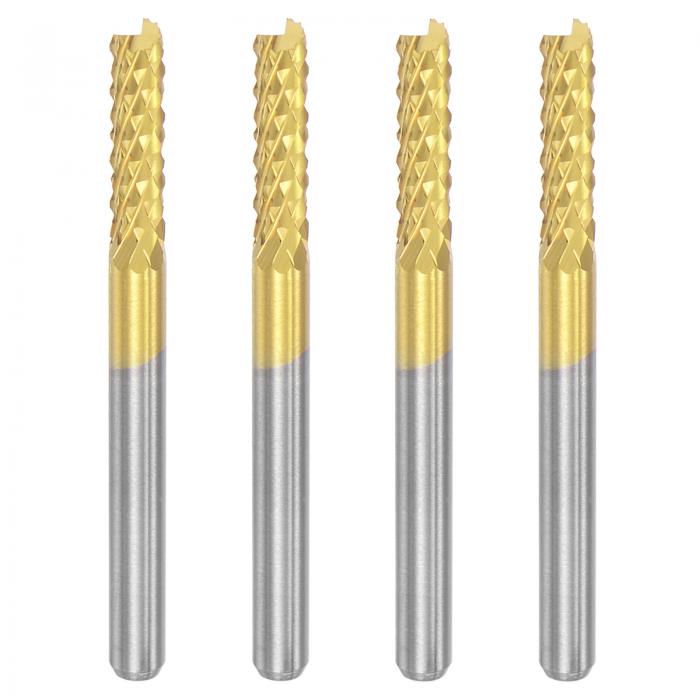 ソウテン エンドミルCNCルータービット チタン被覆タングステン 超硬彫刻フライス盤 PCB プラスチック用 3 mm x 12mm